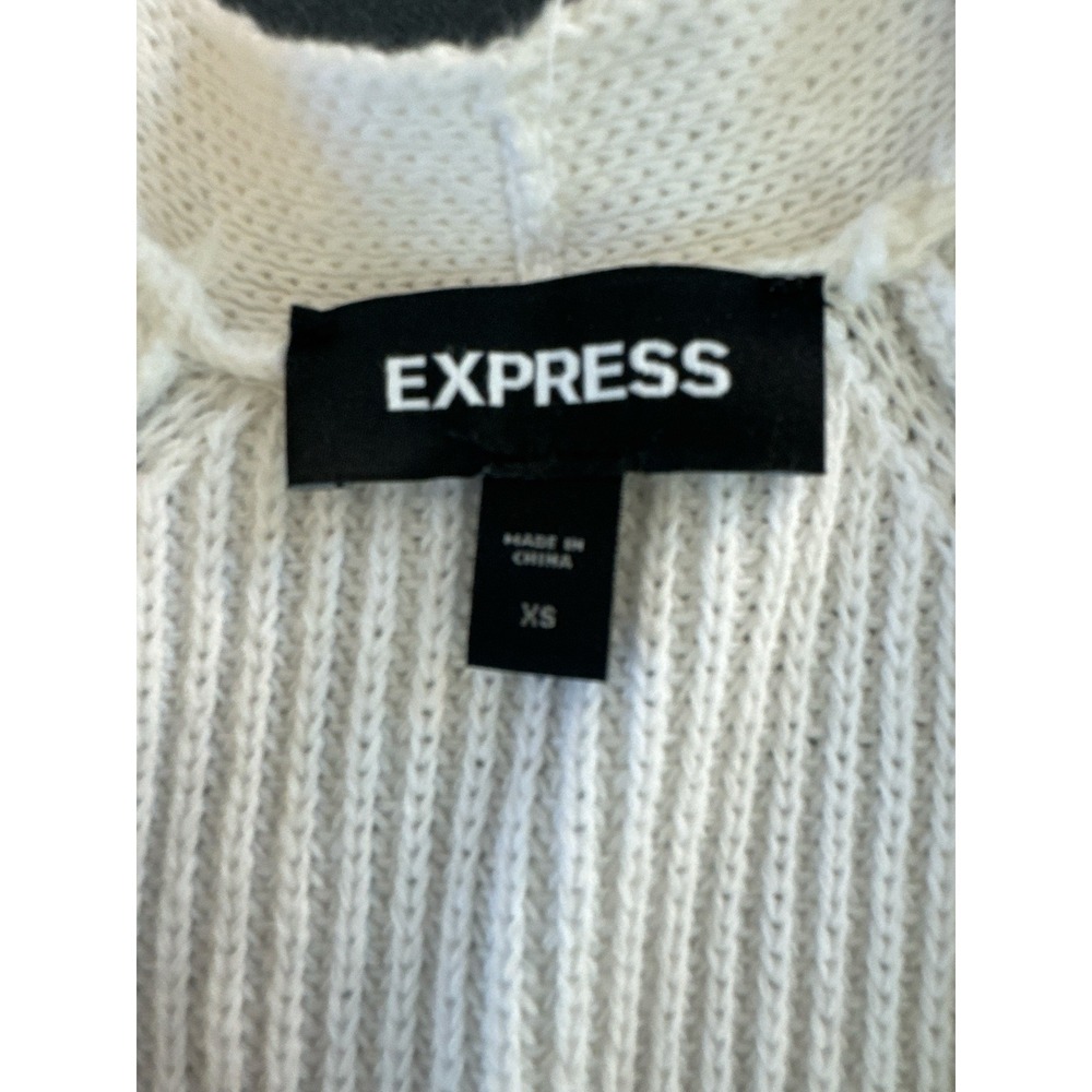 EXPRESS Cream White Lace Sleeve Open Front Knit Cardigan Sweater XS - Picture 5 of 8